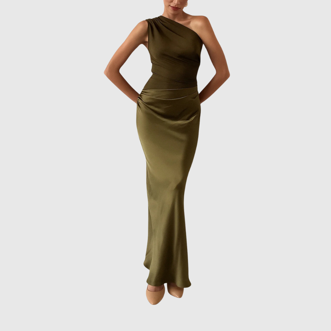 Elara | Robe de Soirée Asymétrique en Satin