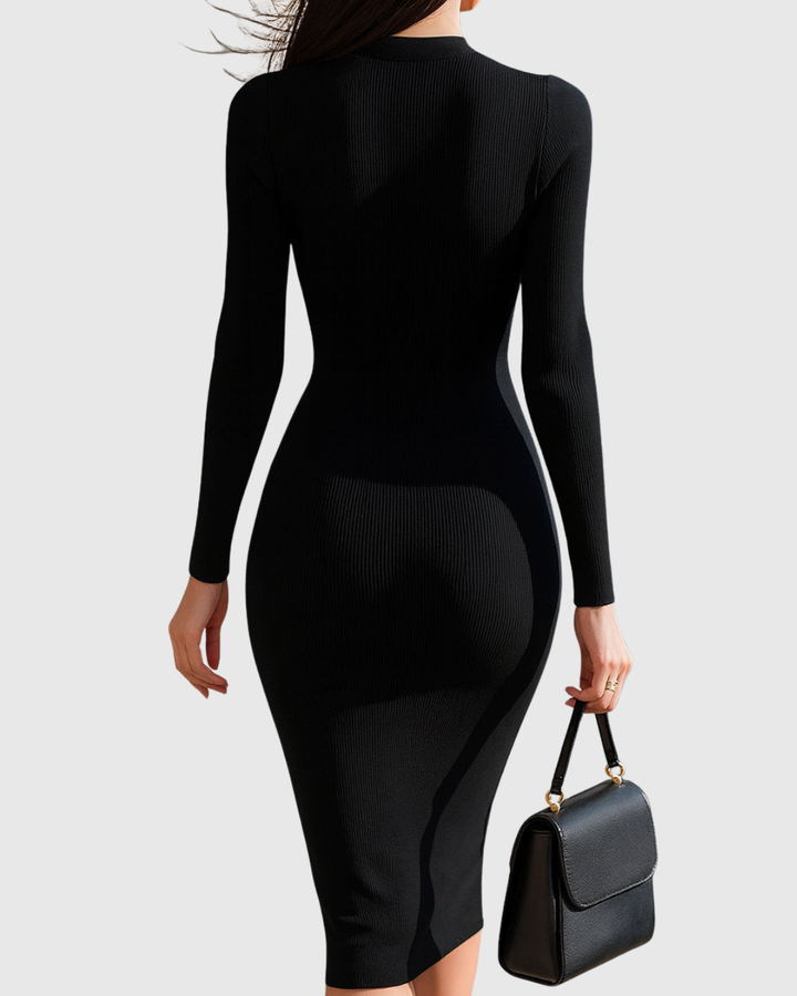 Eadwine | Robe Midi Tricot Côtelé à Fermeture Éclair