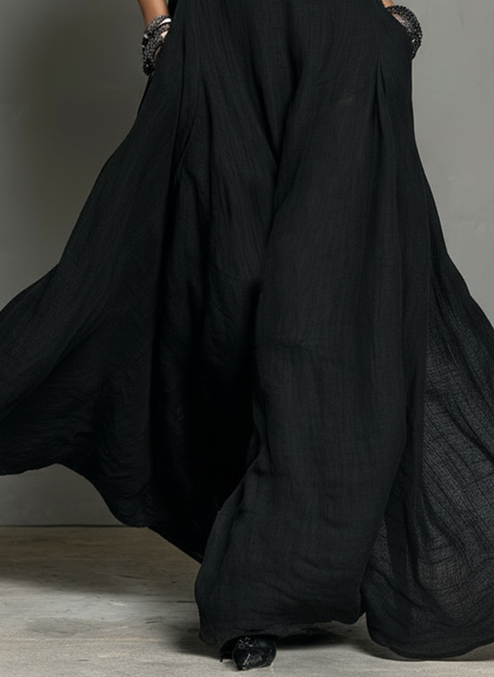 Robe maxi sans manches en lin mélangé