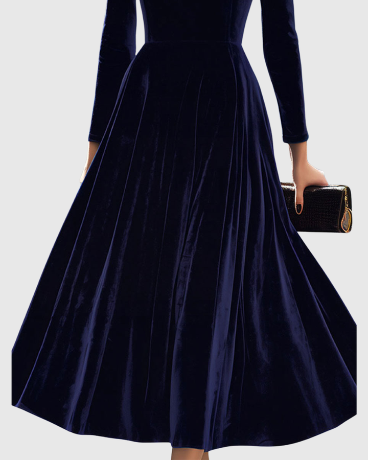 Sibella - Robe Midi à Manches Longues Marine