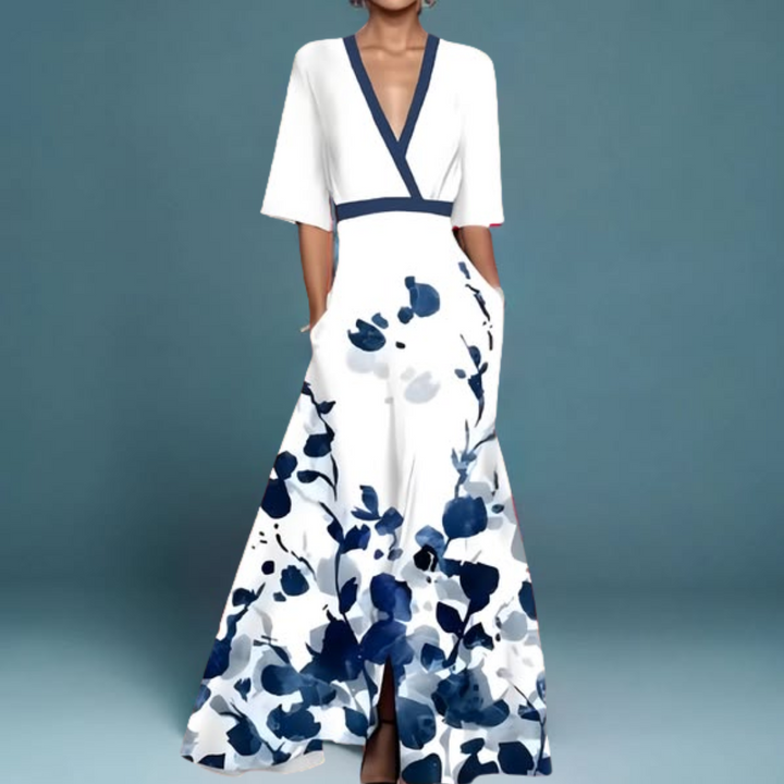 Fiona - Robe Longue à Manches Longues Florale Chic