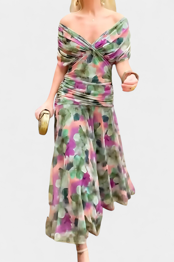 Freya - Robe Fleurie Fluide à Col V