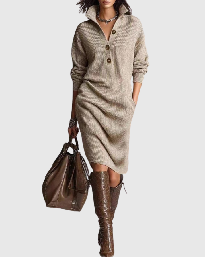Arianell | Robe Midi Tricotée en Laine Pure pour l'Hiver