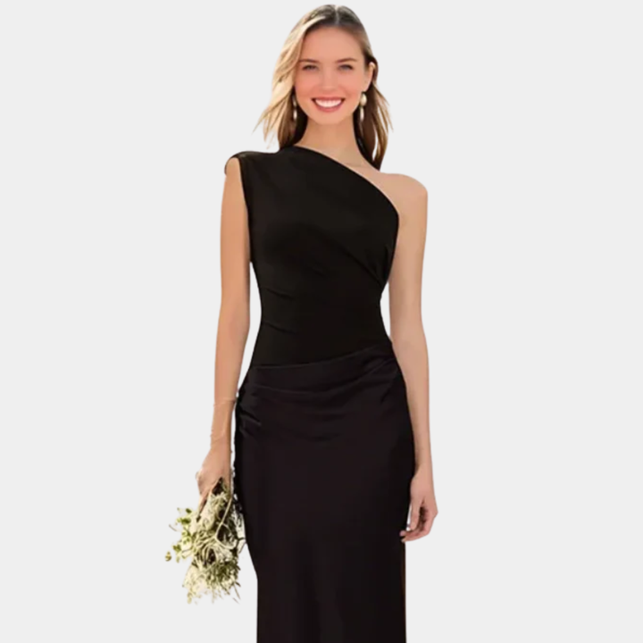 Aleida | Robe Maxi en Satin à Épaule Dénudée