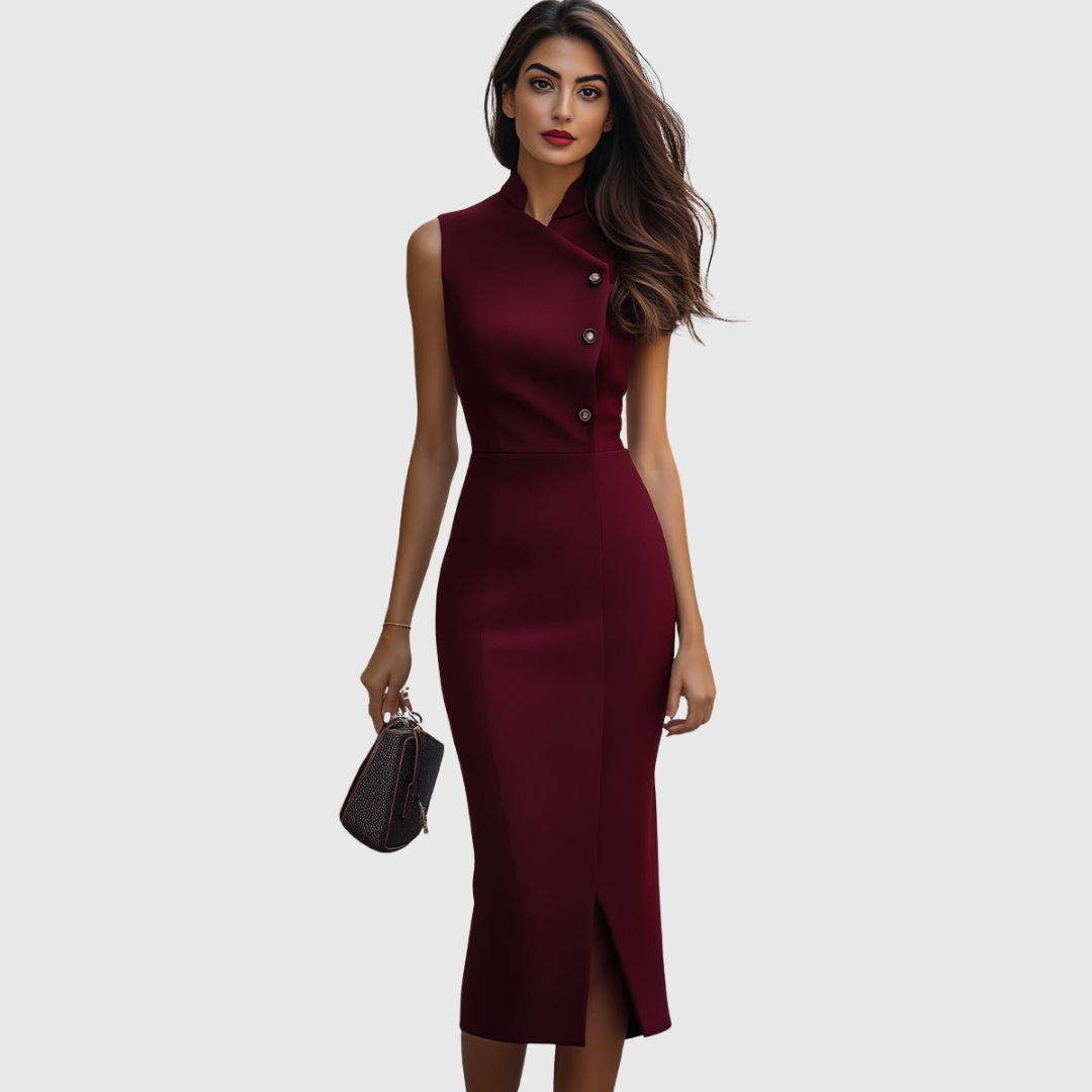 Ruby | Robe Midi Sans Manches Bourgogne
