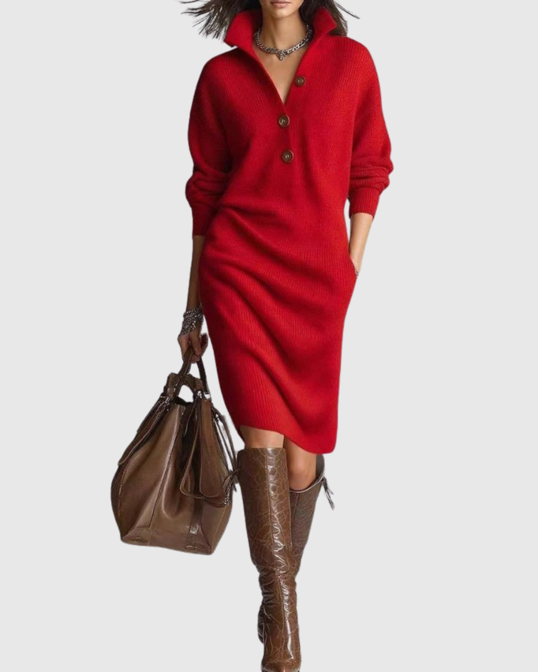 Arianell | Robe Midi Tricotée en Laine Pure pour l'Hiver