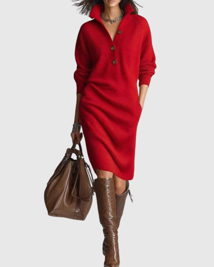 Arianell | Robe Midi Tricotée en Laine Pure pour l'Hiver