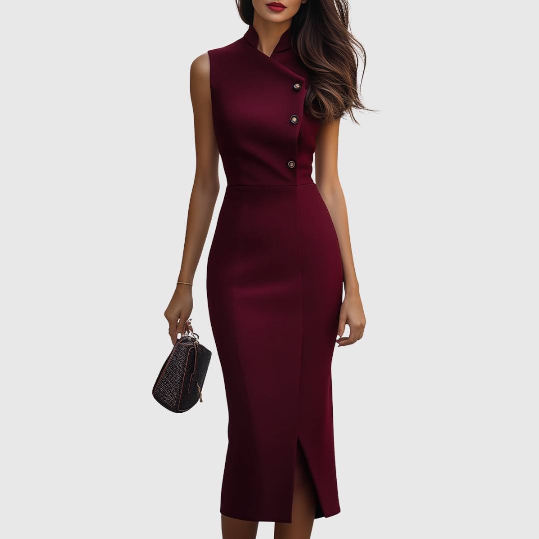 Ruby | Robe Midi Sans Manches Bourgogne