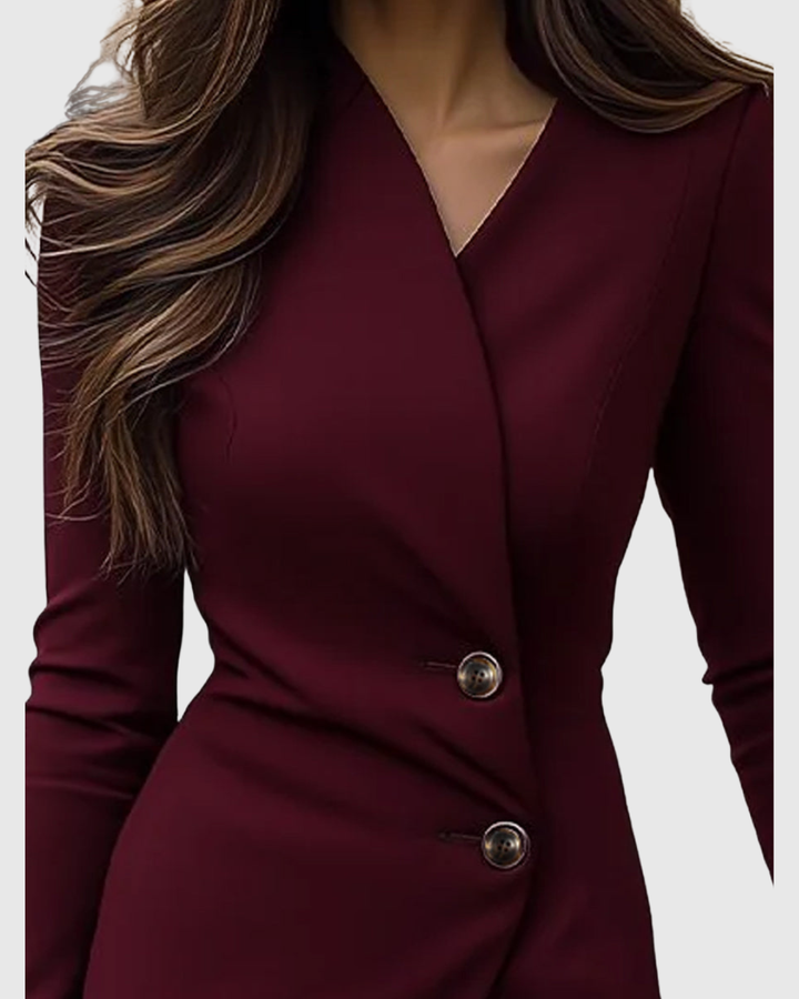 Luned | Robe Midi Boutonnée Style Wrap Bourgogne