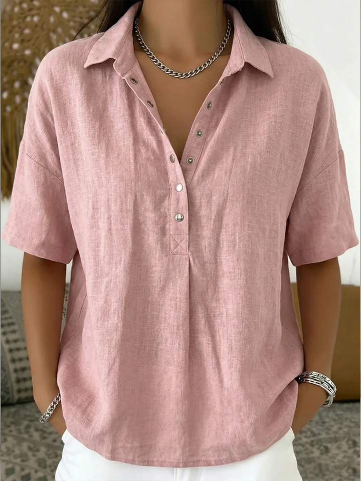 Van Delft Mode® | Blouse avec col et détail de bouton (TEMPORAIRE 1+1 GRATUIT!)