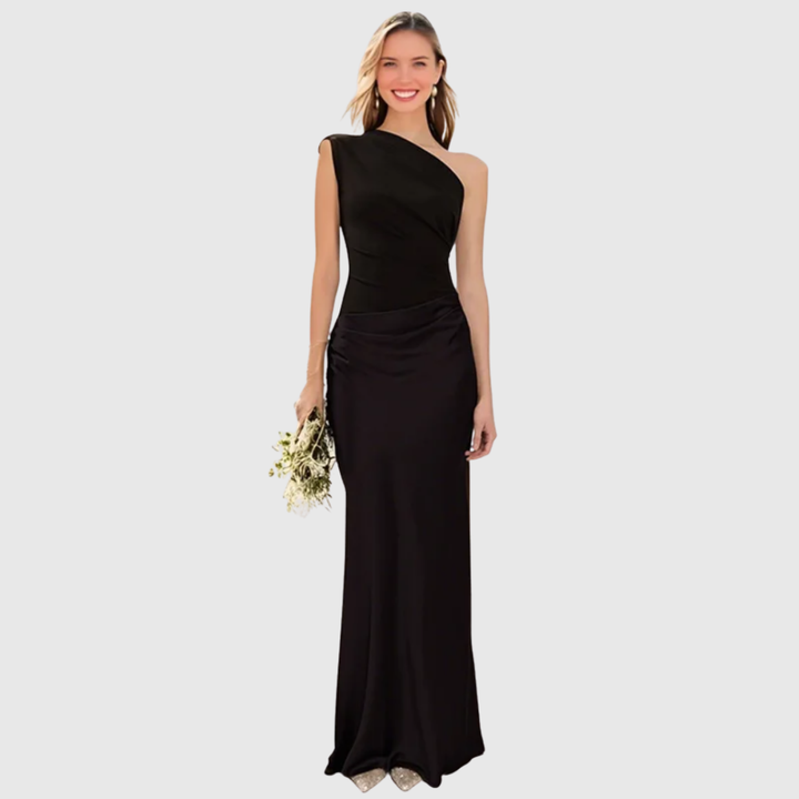 Aleida | Robe Maxi en Satin à Épaule Dénudée