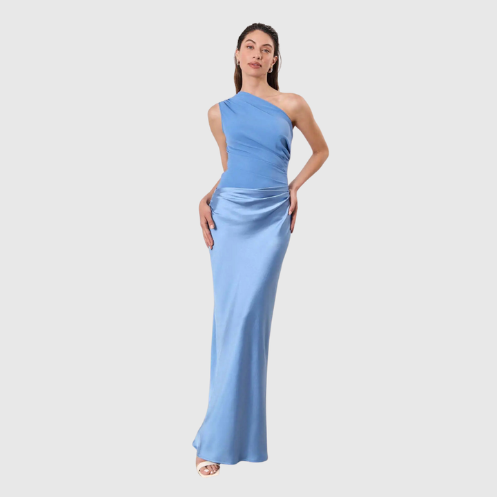 Aleida | Robe Maxi en Satin à Épaule Dénudée