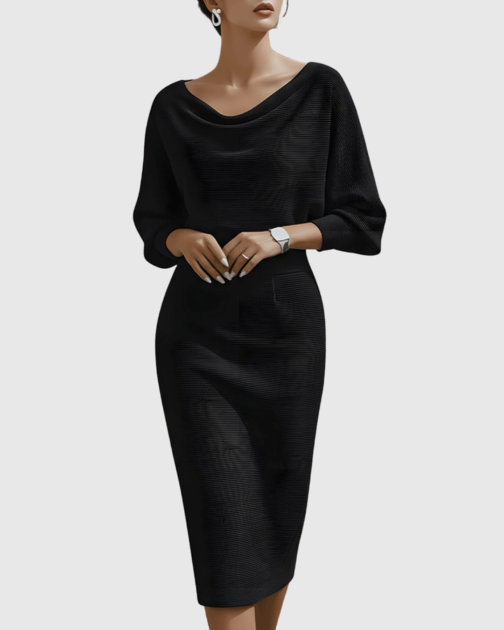 Ismeria | Robe Midi Drapée Blanche à Manches Chauve-Souris