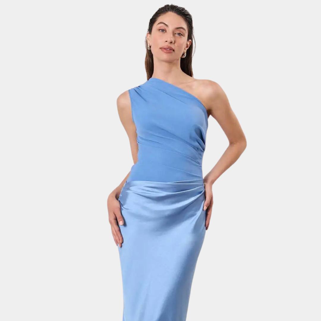 Aleida | Robe Maxi en Satin à Épaule Dénudée