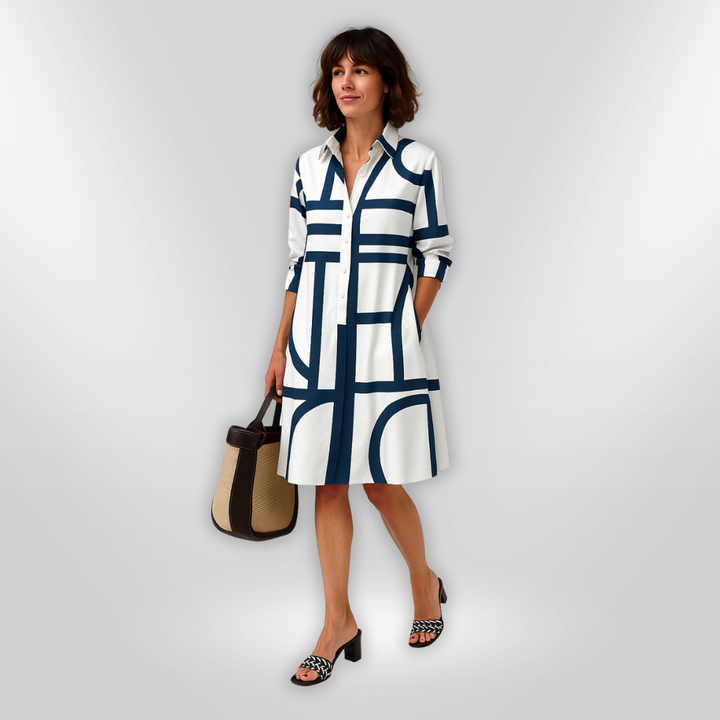 Camilla | Robe Midi avec Design Géométrique