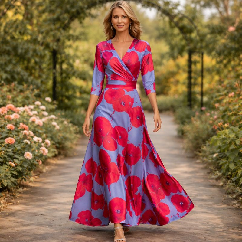 Lillian™ | Robe Maxi Fluide Style Wrap