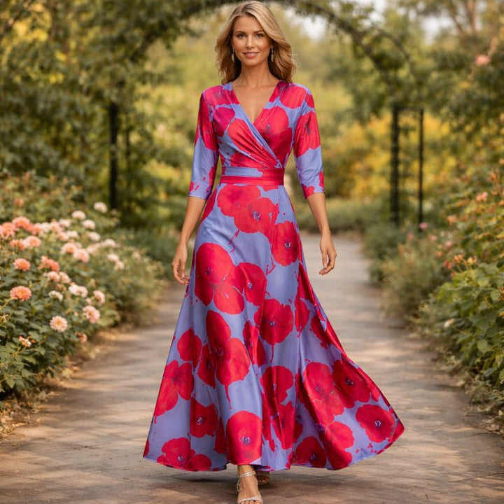 Lillian™ | Robe Maxi Fluide Style Wrap