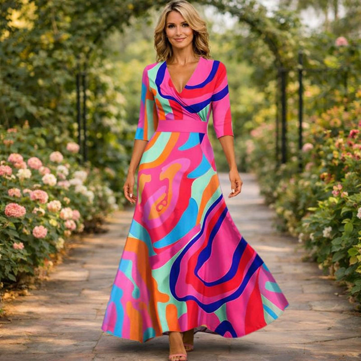 Lillian™ | Robe Maxi Fluide Style Wrap