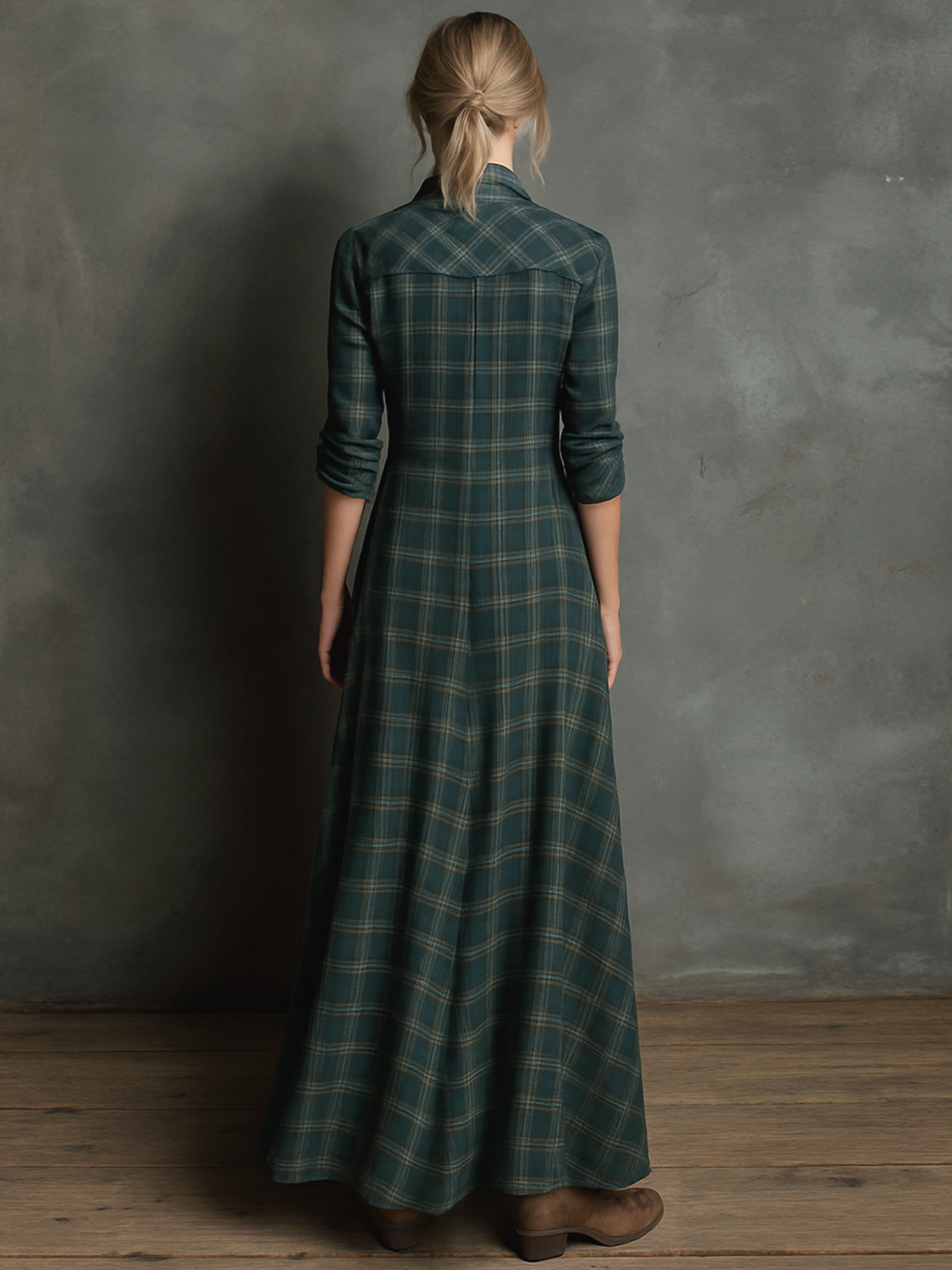 Robe maxi rayée à col