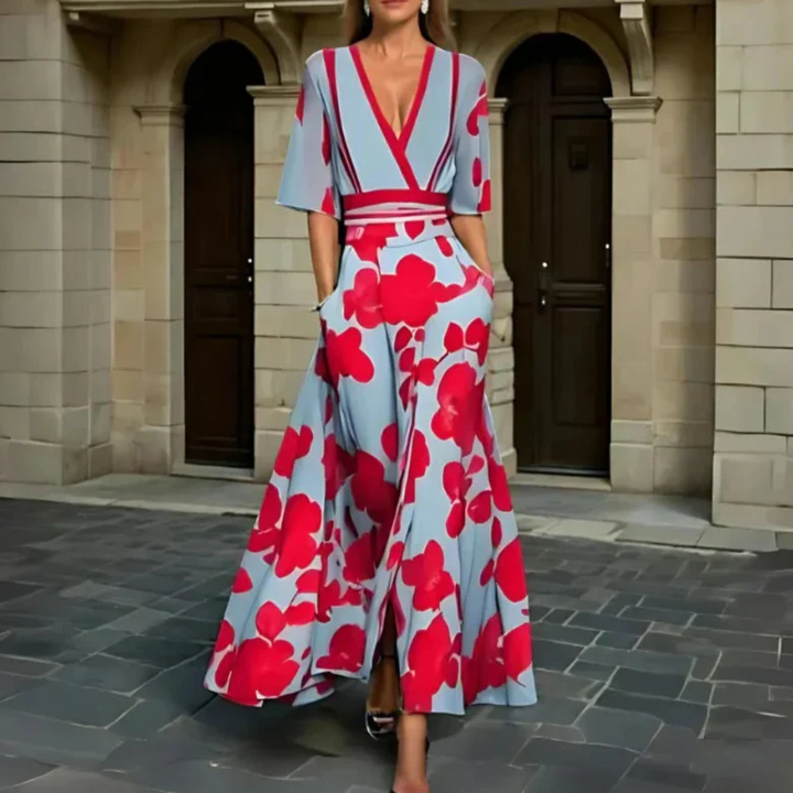 Fiona - Robe Longue à Manches Longues Florale Chic