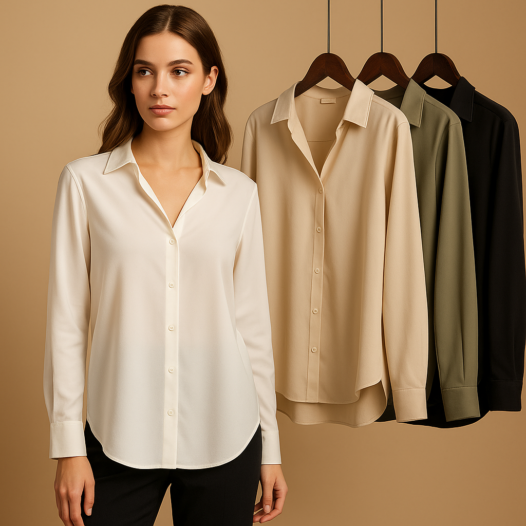 Blandine™ | Blouse Satin Col Rabattu