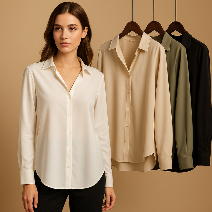 Blandine™ | Blouse Satin Col Rabattu