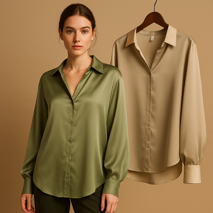 Blandine™ | Blouse Satin Col Rabattu