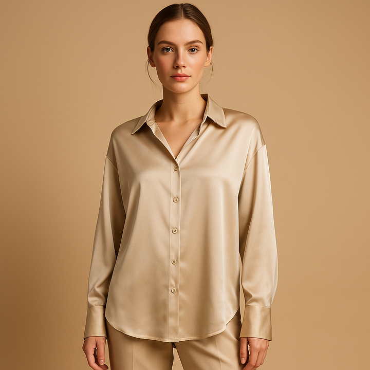 Blandine™ | Blouse Satin Col Rabattu