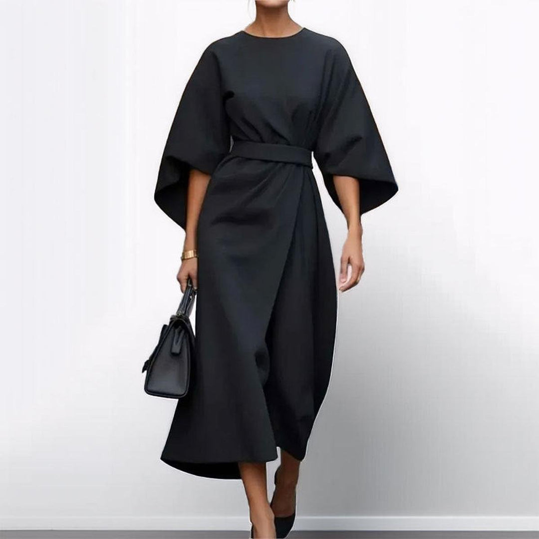 Eldra - Robe Maxi à Manches Papillon en Satin