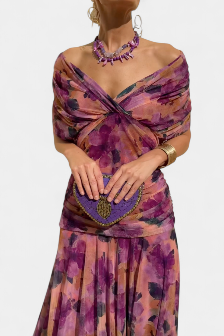 Sophia - Robe Plissée Florale Élégante