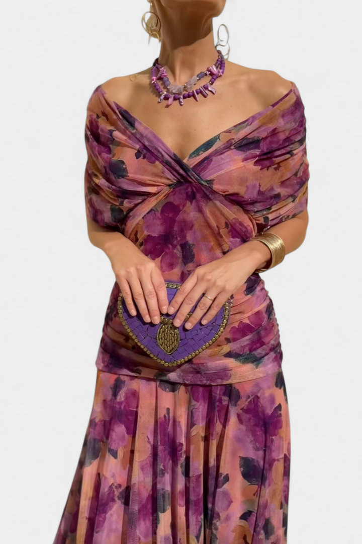 Freya - Robe Fleurie Fluide à Col V