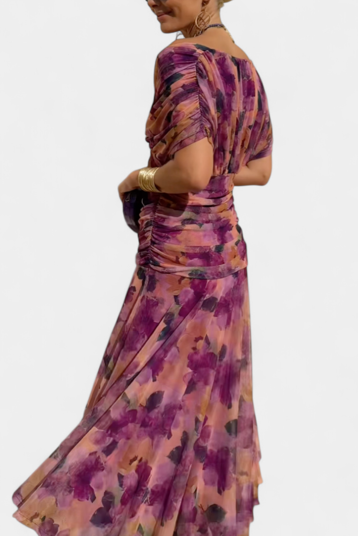 Freya - Robe Fleurie Fluide à Col V