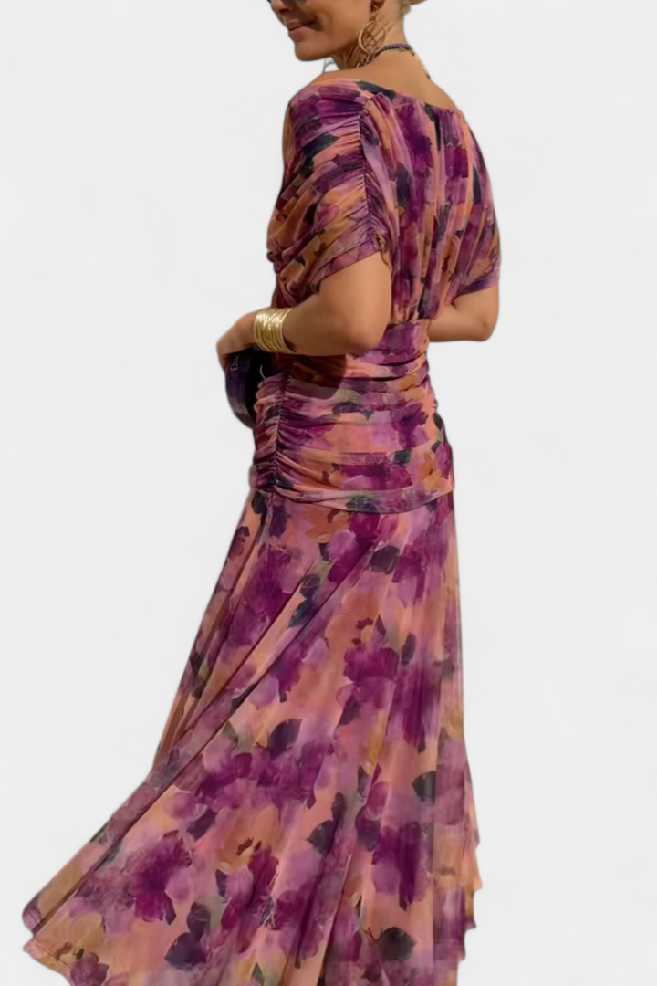 Sophia - Robe Plissée Florale Élégante