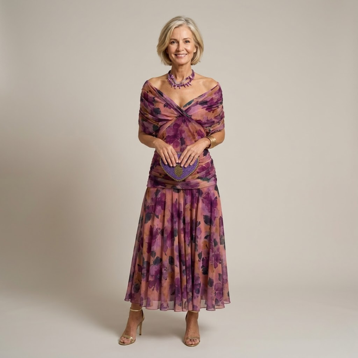 Sophia - Robe Plissée Florale Élégante