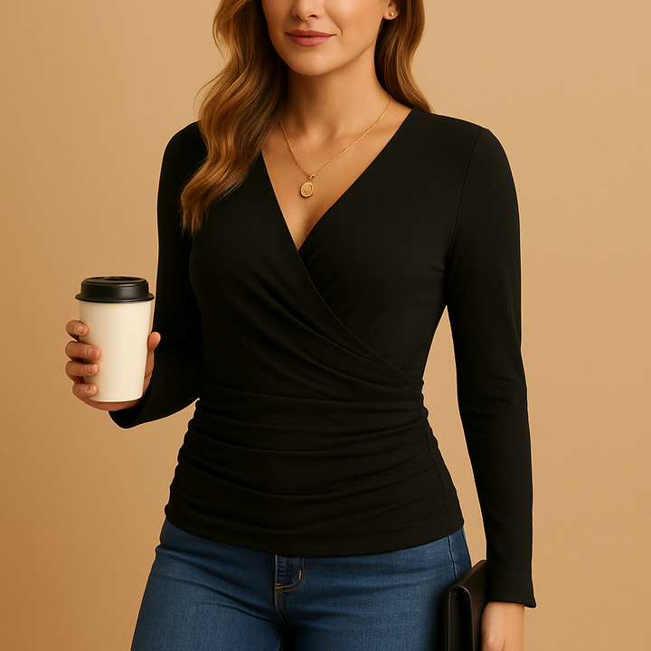 Isaline™ | T-Shirt Col V Manches Longues