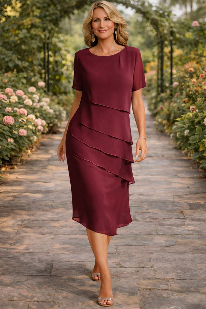 Elena™ | Robe Midi en Chiffon Superposée