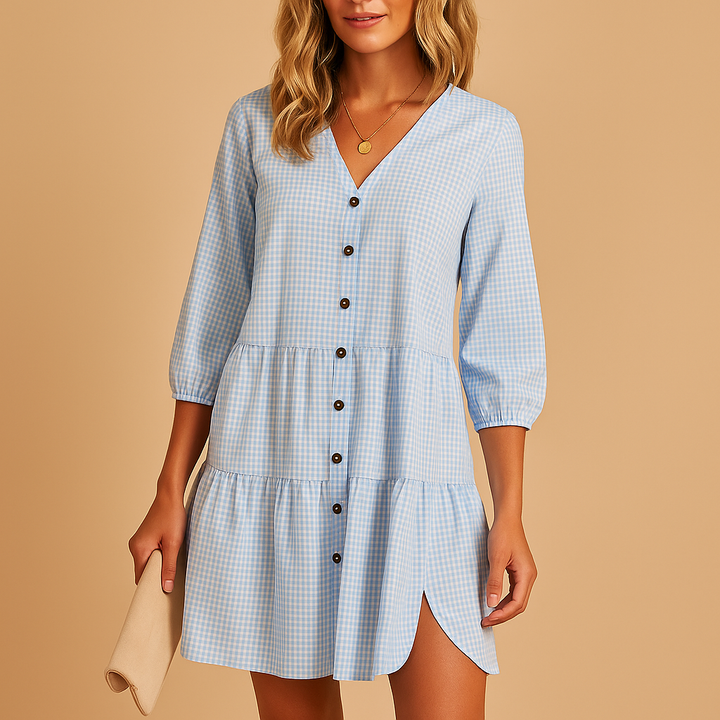 Jeanne™ | Robe Midi Bleu Élégant