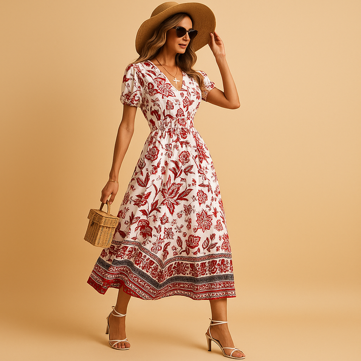 Estéline™ | Robe Fleurie Décolleté V