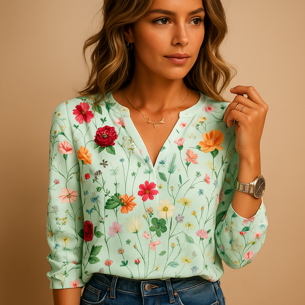 Maïlys™ | Blouse Florale Col V