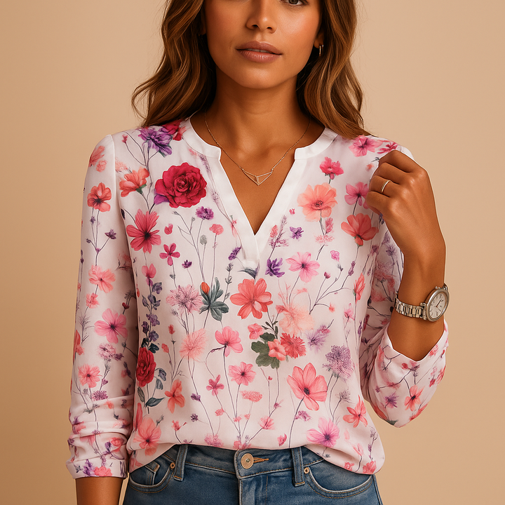 Maïlys™ | Blouse Florale Col V