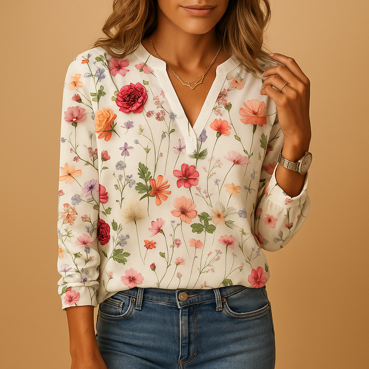 Maïlys™ | Blouse Florale Col V