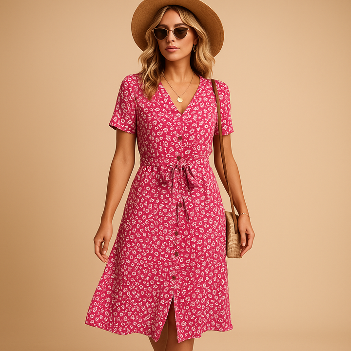 Salomé™ | Robe Florale Manches Courtes