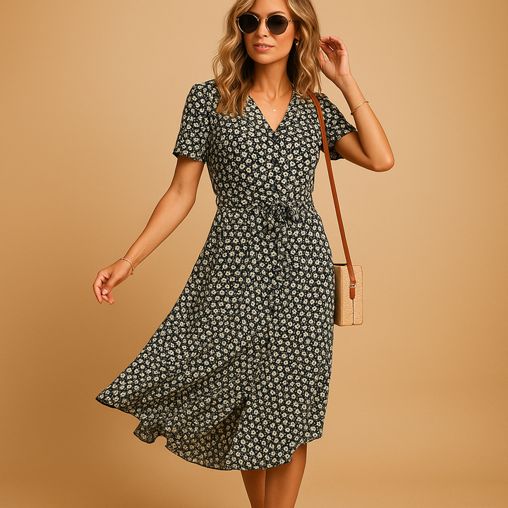 Salomé™ | Robe Florale Manches Courtes