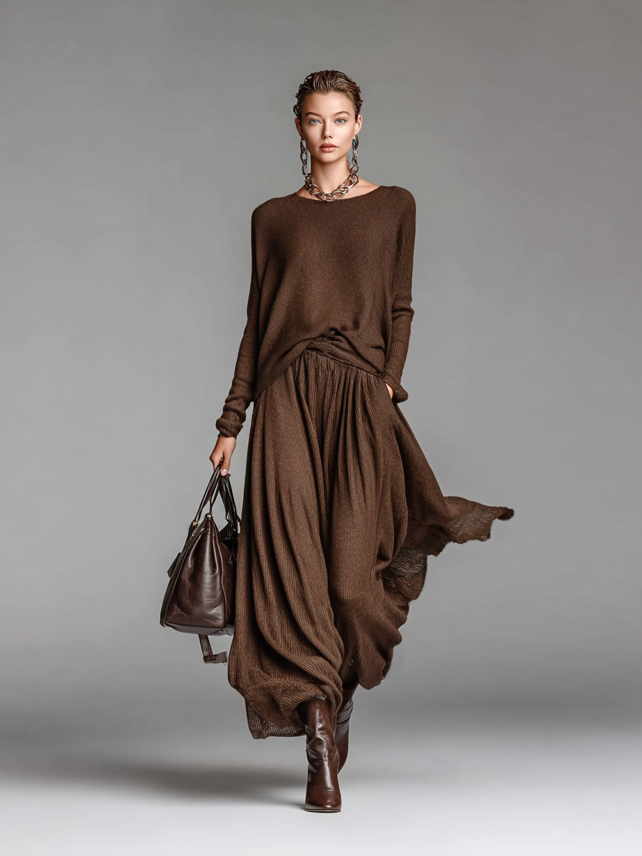 Ensemble jupe et pull col rond