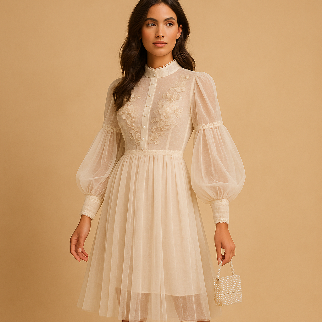 Coralie™ | Robe Fleurie Col Montant