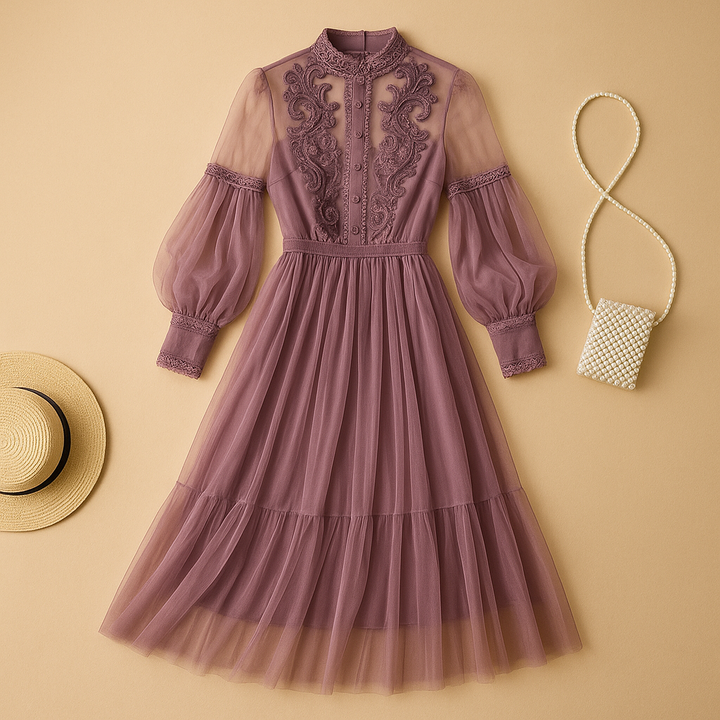 Coralie™ | Robe Fleurie Col Montant