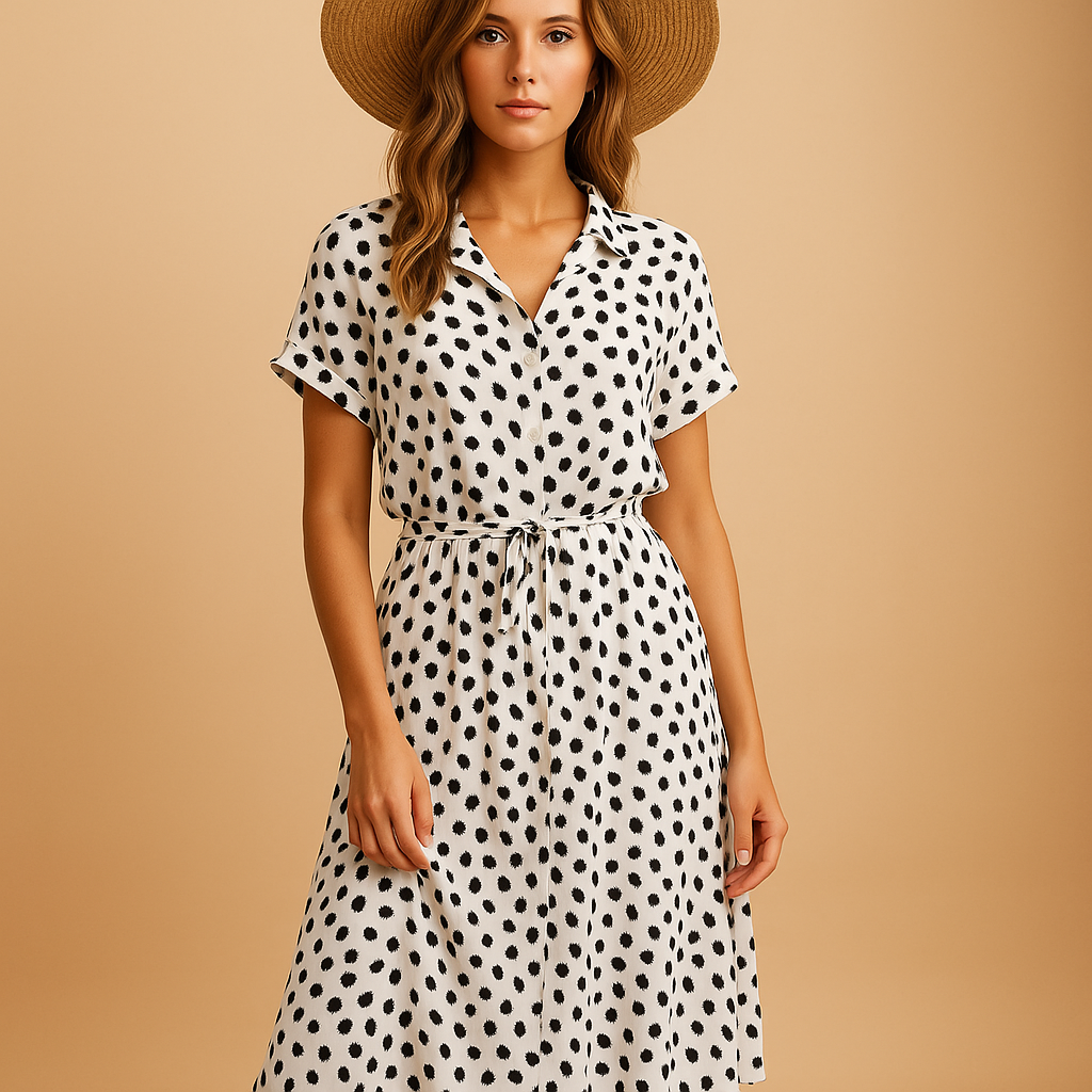 Hélène™ | Robe Midi Manches Courtes