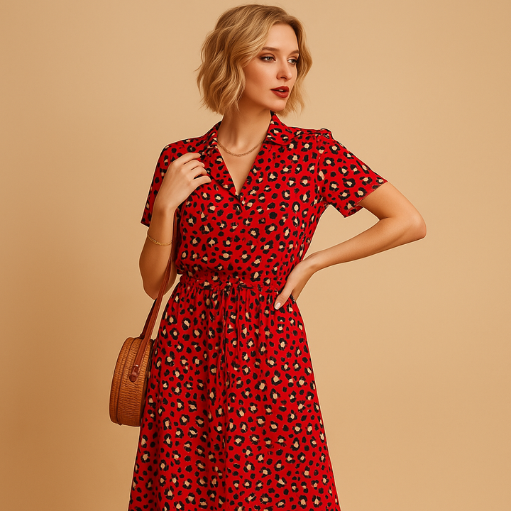 Hélène™ | Robe Midi Manches Courtes