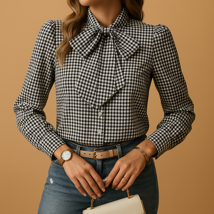 Bérénice™ | Blouse Carreaux Nœud