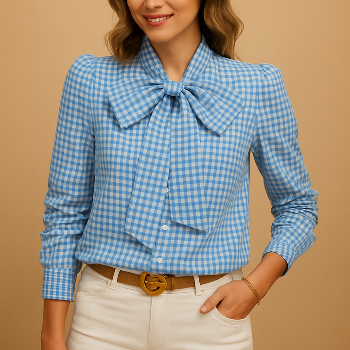 Bérénice™ | Blouse Carreaux Nœud